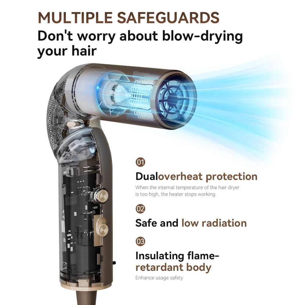 2025 Portable Foldable MINI Hair Dryer 110000 RPM Brushless High-Speed 110000 RPM Pocket Negative Ions New Travel Hair Dryer