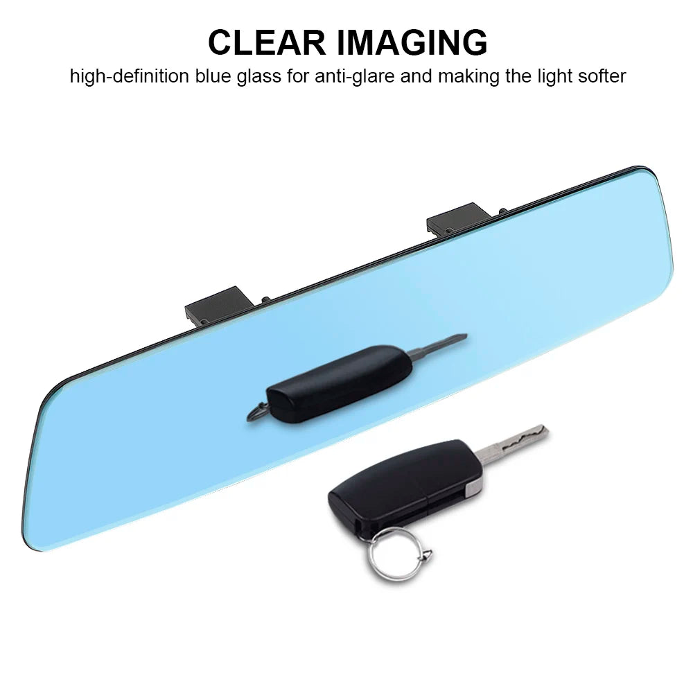 2.5D Full Screen HD Glass Anti-glare Wide-angle Blue Frameless Mirror Car Interior Rear View Mirror 3000R Micro Curvature Lens