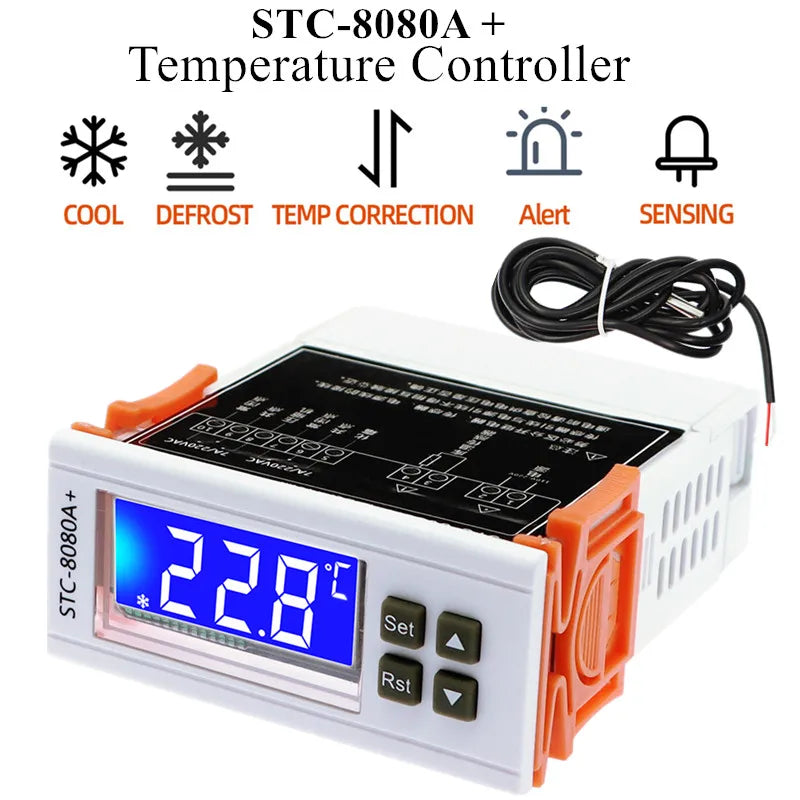 STC-8080A+ Digital Thermostat Temperature Controller Refrigerator Refrigeration Automatic Defrost Timer Intelligent Single Probe