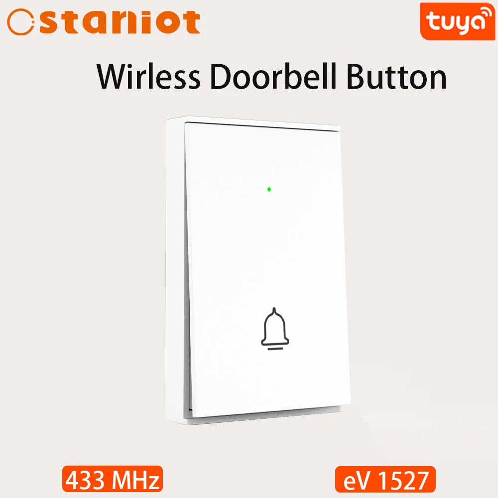 Staniot 433MHz Welcome Intelligent Wireless Doorbell Smart Door Bell Button with Battery for Home Burglar Security Alarm System