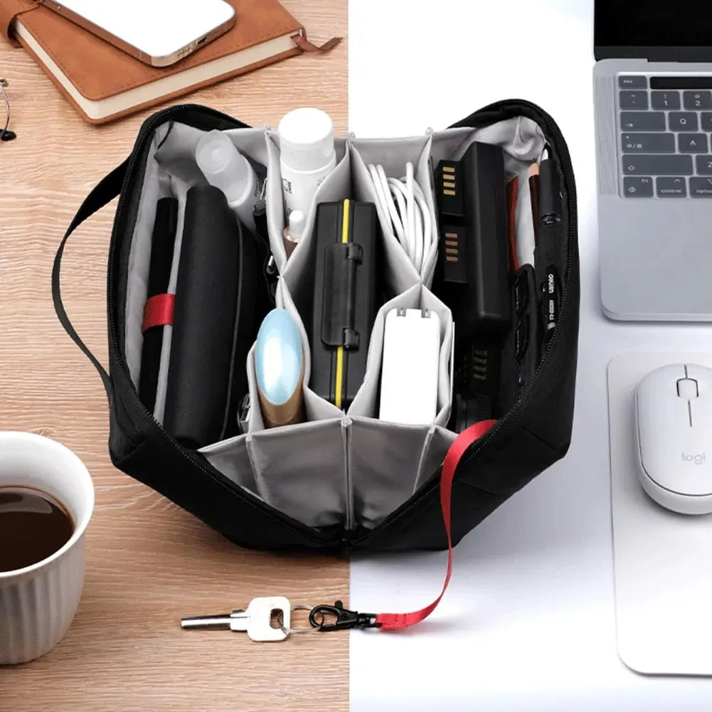 Water-Resistant Portable Tech Pouch Electronic Organizer Travel Case for Airplane Essentials Cable Organizer Bag for On-The-Go