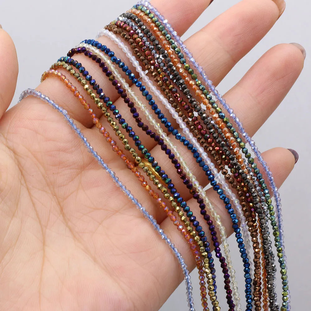 Natural Semi-Precious Stone Crystal Quartz Loose Beads Plating Color 2mm for Jewelry Making DIY Bracelet Necklace Lenght 38cm