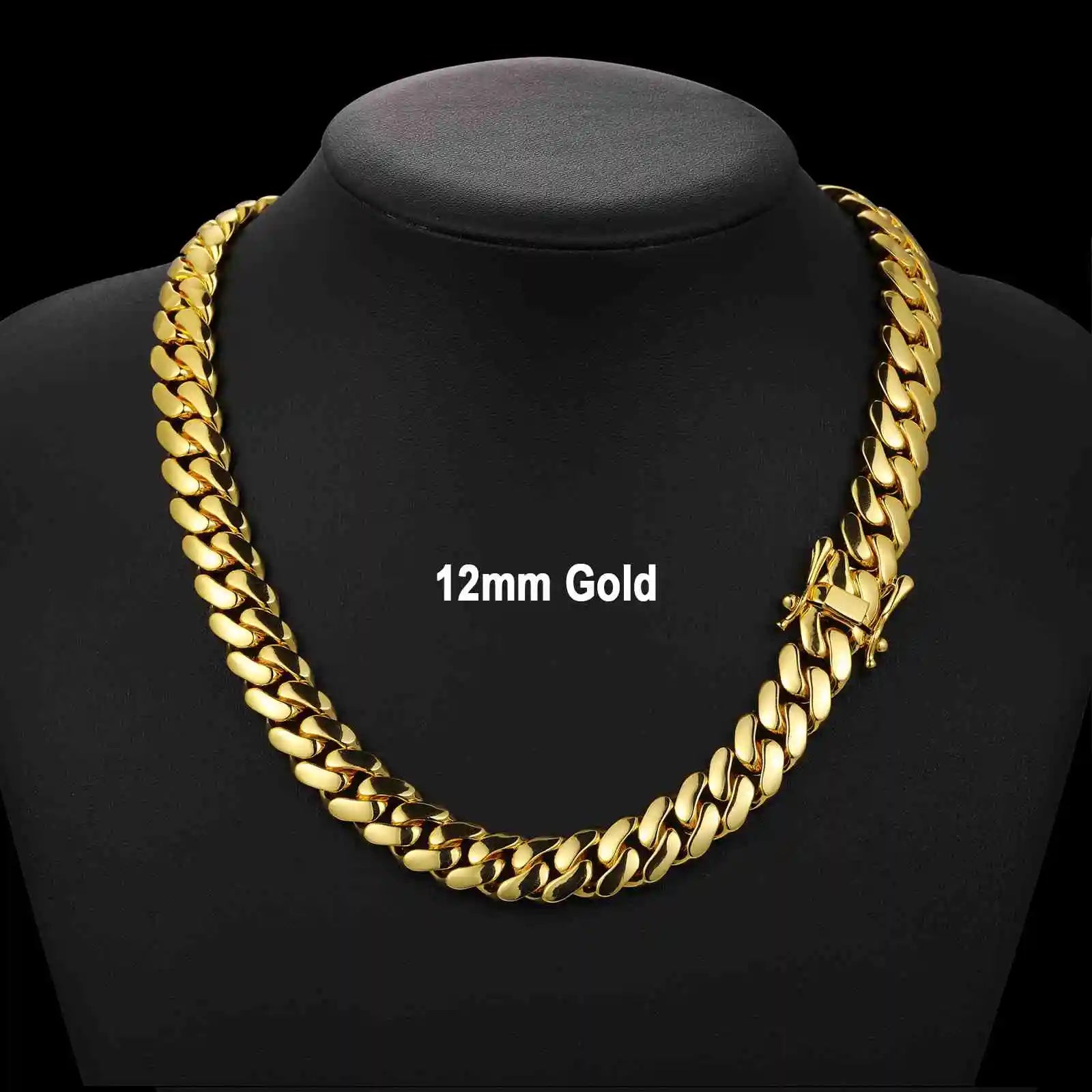 Cadenas Cubana Wholesale Hip Hop Jewelry Luxury 14K 18K 24K Gold Plated Choker Solid Miami Cuban Link Chain Necklace for Men