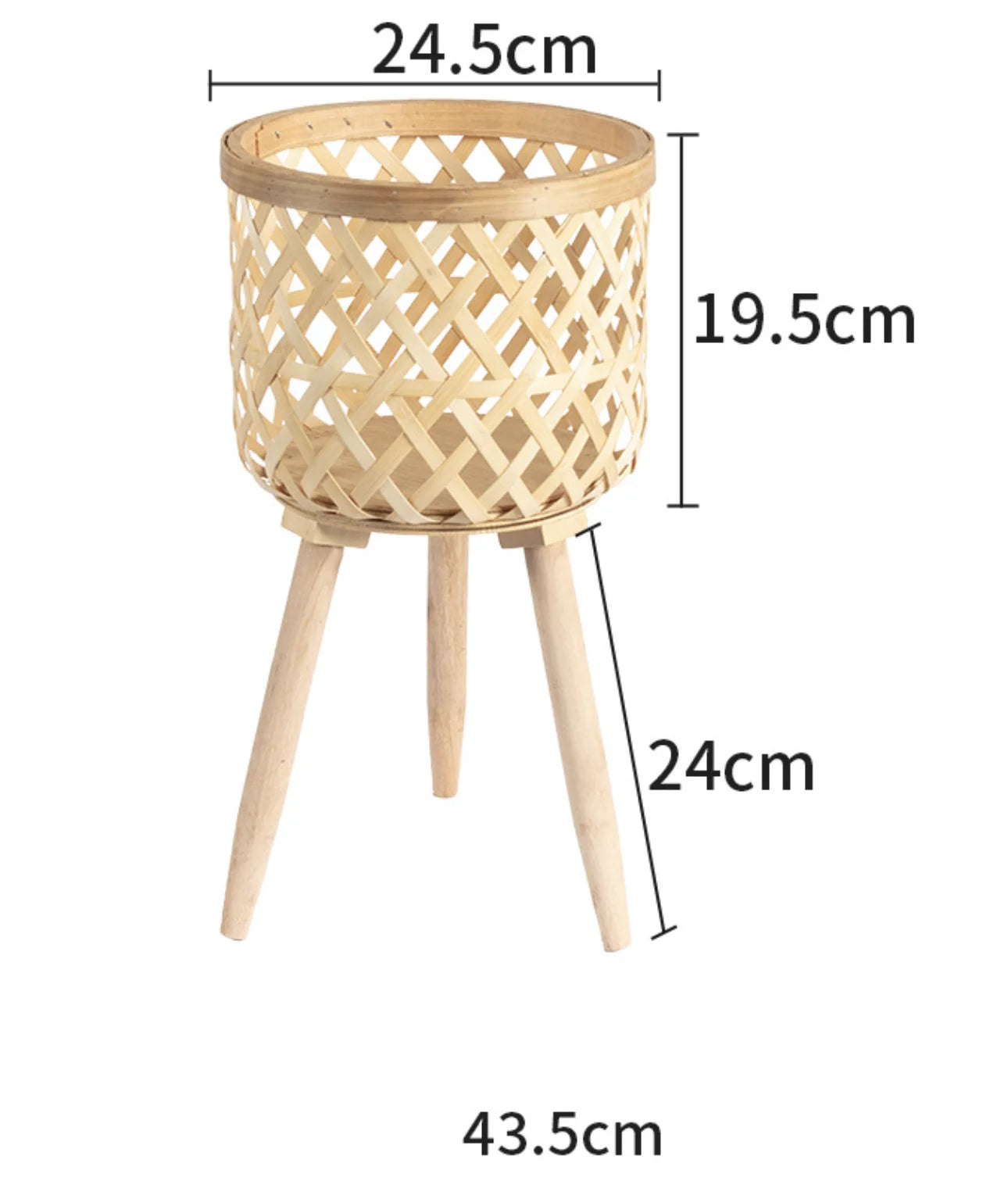 RTS Bamboo Woven Flower Pot Wood Plant Stand Wicker Rattan Plant Basket for Home Decor Balcony Living Room Functional Floor Vase