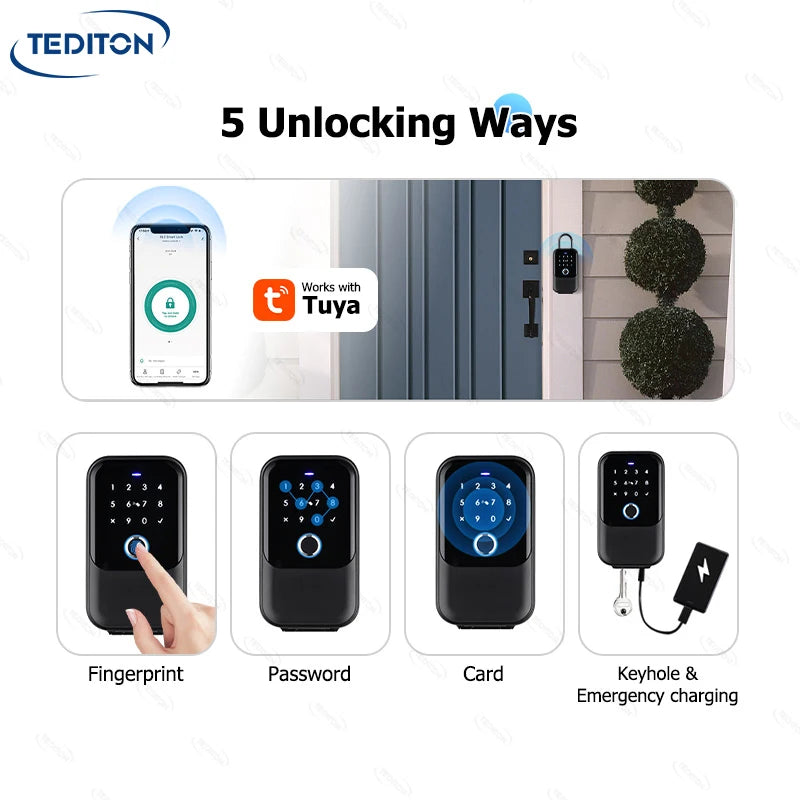 Tediton Portable Combination Wall Mount Masrer Lockbox Security Safe Box for Outside Outdoor Home Office Door Handle House Key