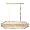 Decorative Round Pendant Hanging Lighting and Lamps Fixture Dining Room Gold K9 Crystal Linear Modern Rectangular Chandelier