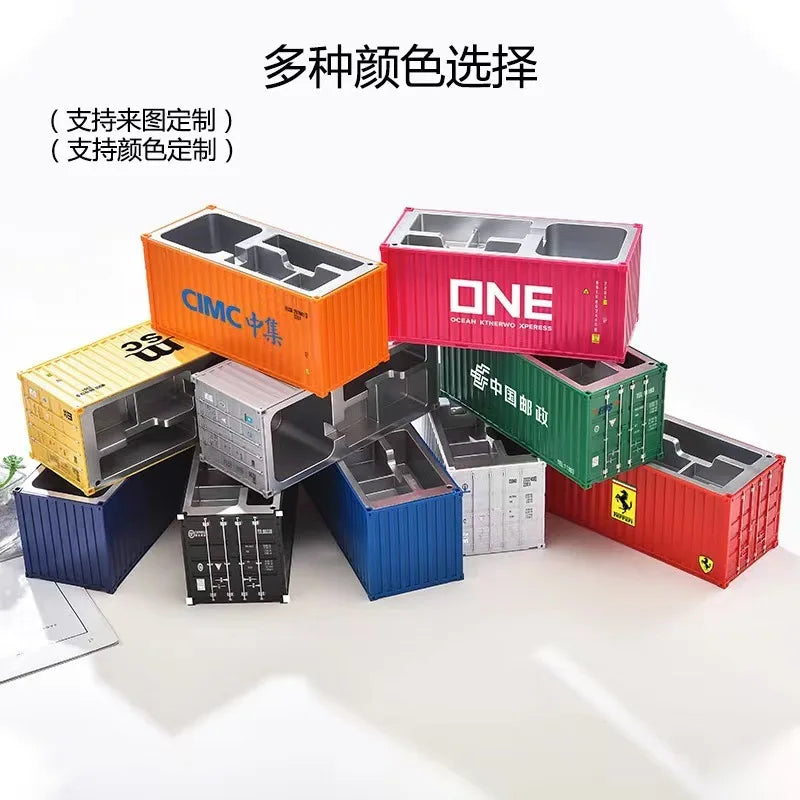 Customized Logo Desk Mini Container Plastic ABS Simulation Storage Box Shipping Container Pen Holder  Business Card Holder