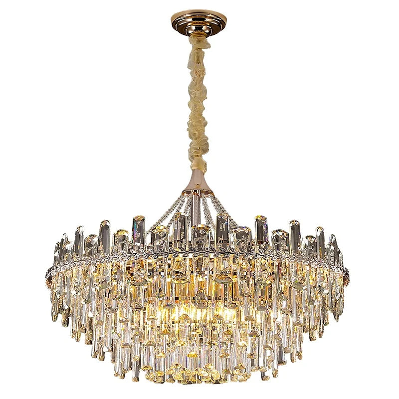 Living Room Large Round Luxury Pendant Light Gold Nordic Modern K9 Crystal Chandelier for Home Decor