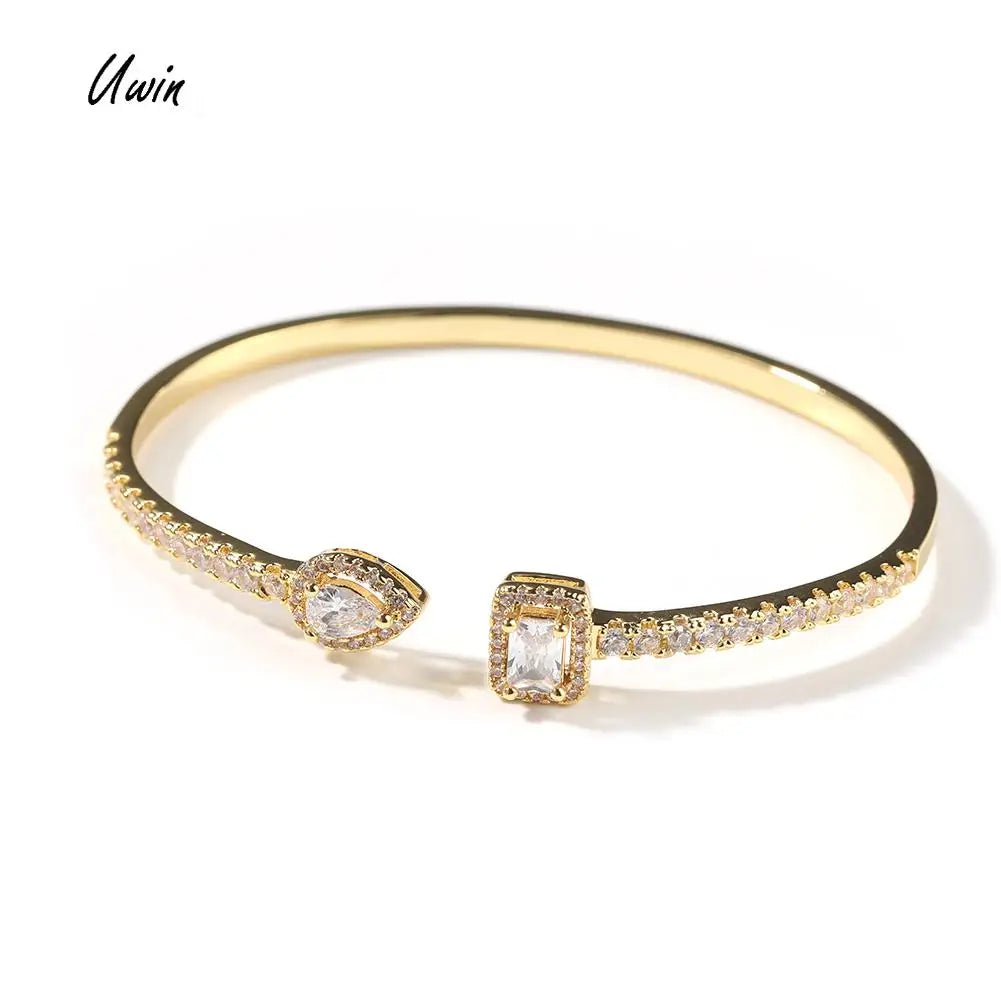Hot Sale Design Bracelets Women Classic Simple Style Bangles Jewelry Women Brass Zircon Diamond Open Bangle Wholesale Price