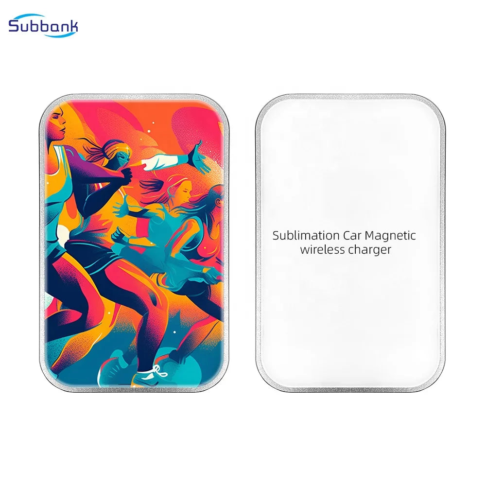 Subbank Wireless Chargers Sublimation Safe Portable Car Mounted Wireless Magnetic Charger  Customizable Logo