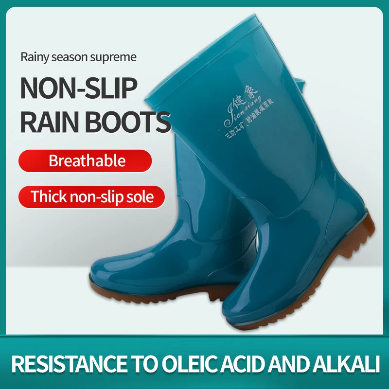 Women's Mid Tube Rain Shoes Labor protection Water Shoes, Rubber Shoes, Waterproof and Anti Fouling Rain Boots