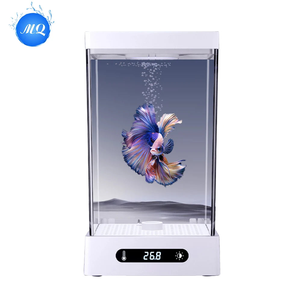 New Design Smart Fish Tank with Energy-efficient and Bright Full-spectrum RGB Lightings for 5cm or Smaller Aquatic Pets