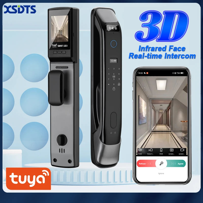 XSDTS DF03XF  3D Face Recognition Tuya Wi-Fi Remote Control Smart Door Lock Security Electronic Digital  Lock for Home Security