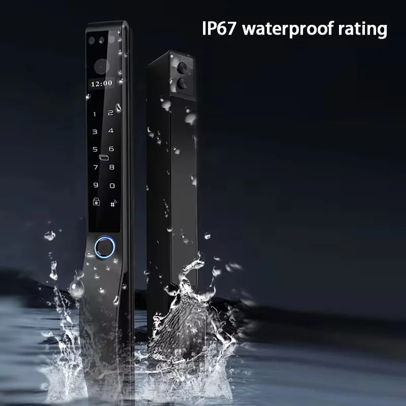 IP68 Waterproof 3D Face Recognition Tuya App Swing Sliding Door Lock Digital Fingerprint Password Smart Door Lock With Camera