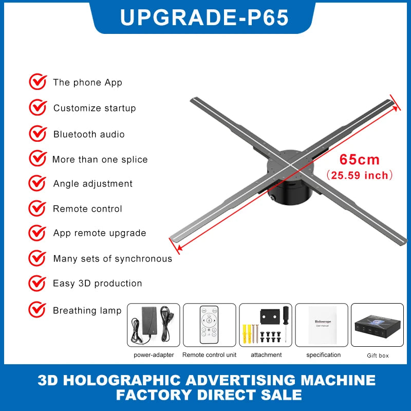 42 45 50 56 62 65cm 3D Hologram Sync LED Fan Stand Indoor Advertising Equipment Projector Display Ads OEM Proyector Player Stand