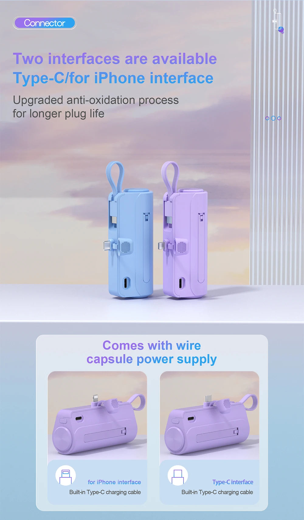 Popular Products 2025 OEM Logo Built in Cable Hiking 5000mAh Large Capacity Portable Battery Charger for iphone Mini Power Banks