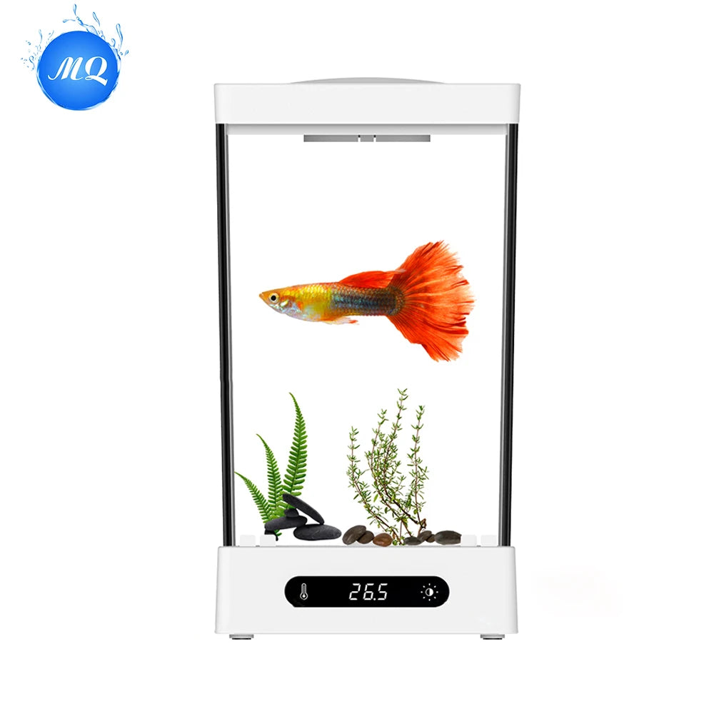 New Design Smart Fish Tank with Energy-efficient and Bright Full-spectrum RGB Lightings for 5cm or Smaller Aquatic Pets