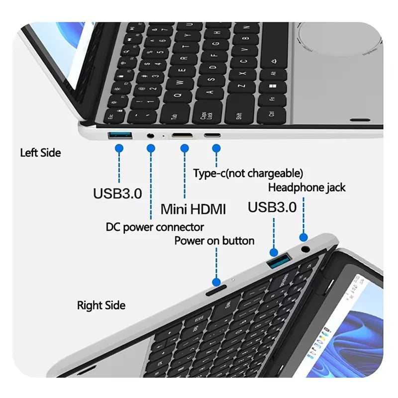 2025 New Cheap Laptop Mini 11inch Ultra Thin Touch Screen Personal Home Yoga Laptop Intel N100 Portable Laptops Computer