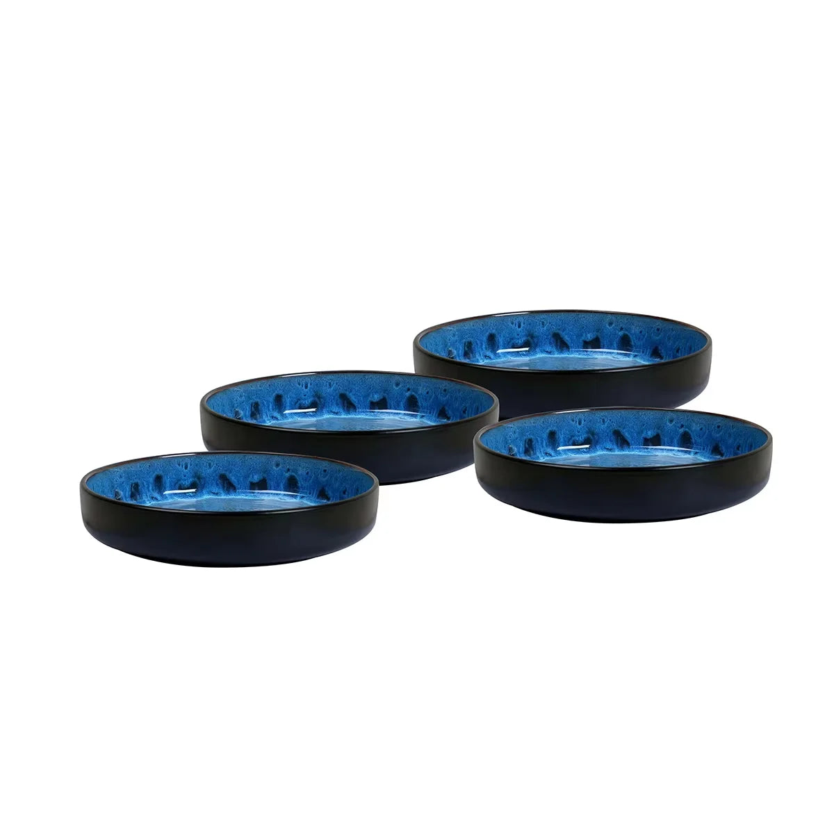 Best Selling Microwave Oven Compatible and Oven Safe Blue Foam 20 Piece Tableware Set Reactive Glaze Stone Tool Tableware Set