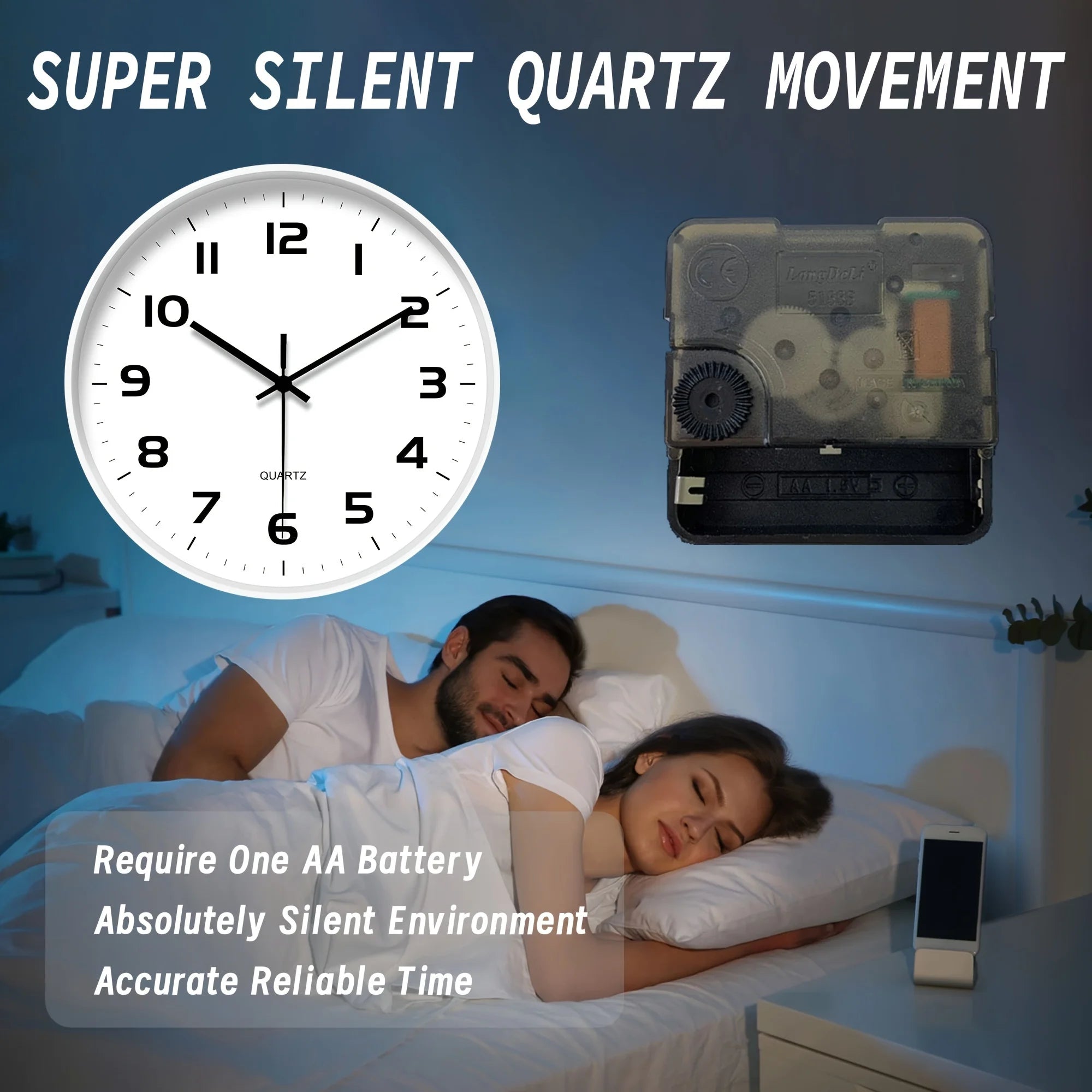 Modern Round Black Plastic Black Wall Clock  Manufacturer with Quartz Movement Custom Logo Simple Needle Display for Living Room