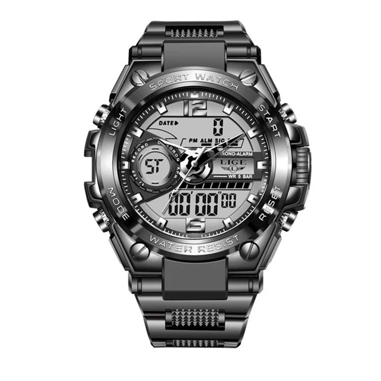 Relogio Masculino 2021 LIGE Sport Men Quartz Digital Watch Creative Diving Watches Men Waterproof Alarm Watch Dual Display Clock