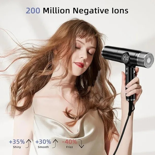 5 in 1 Hair Dryer Set 110000rpm High Speed Hair Dryer with LCD Display Curler Nozzle Styling Tools Hair Blow Dryer