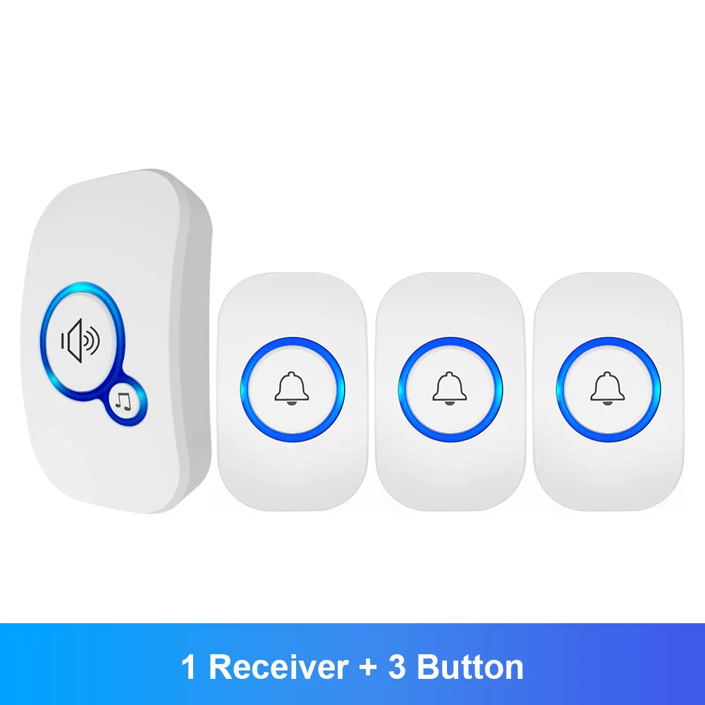 Fuers Wireless Smart Doorbell Home Security Alarm Welcome Doorbell LED Light 32 Songs with Waterproof Button easy Installation
