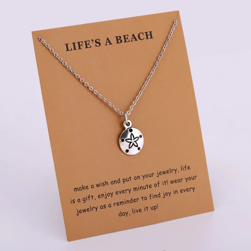 Summer Beach Ocean Jewelry Anchor Fish Shell Sand Dollar Shark Whale Starfish Seahorse Mermaid Wave Sea Turtle Collar Necklaces