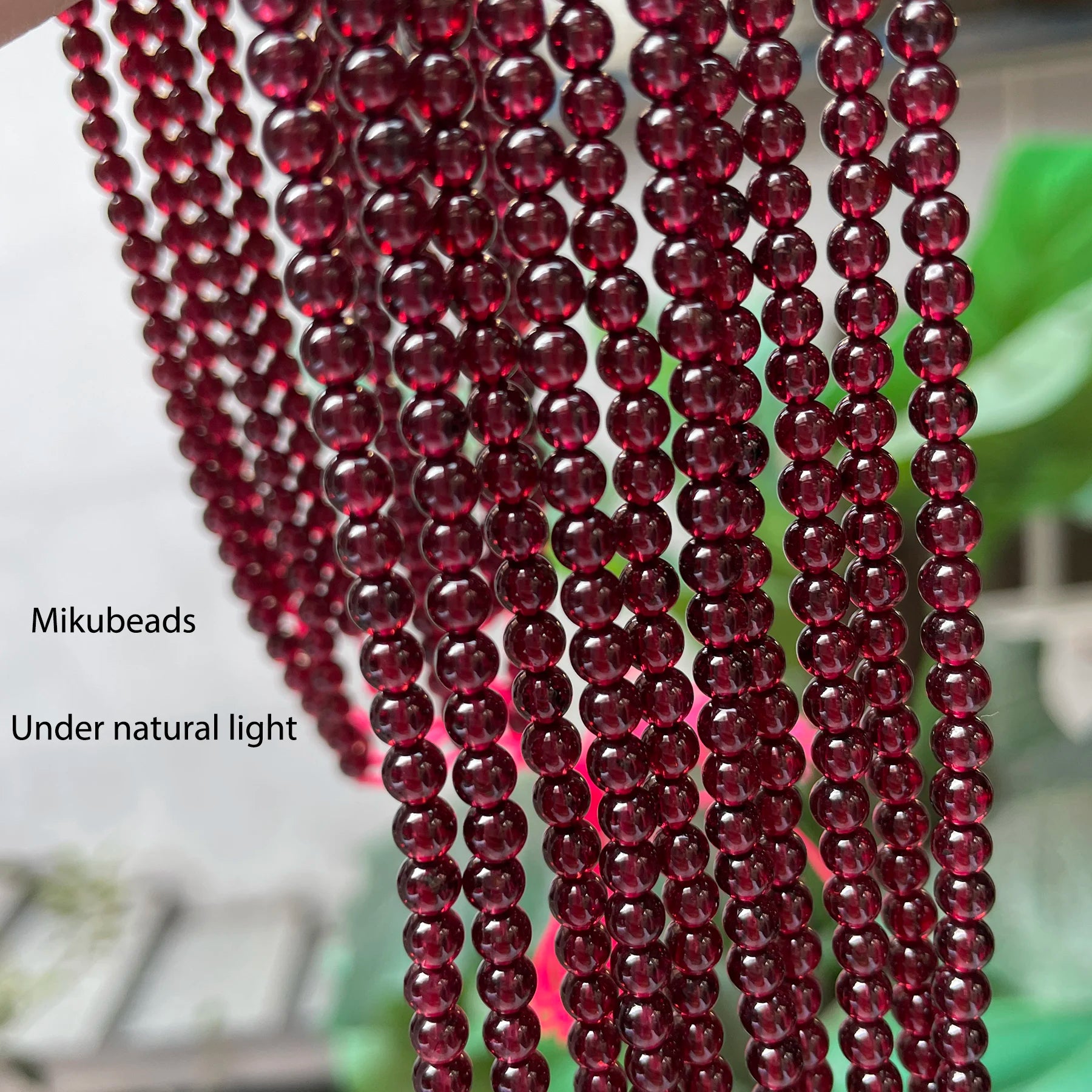 Wholesal Natural 4mm AAA Brazil Red Garnet Smooth Round Loose Beads For Making Jewelry DIY Stone Necklace Strand 15" Mikubeads