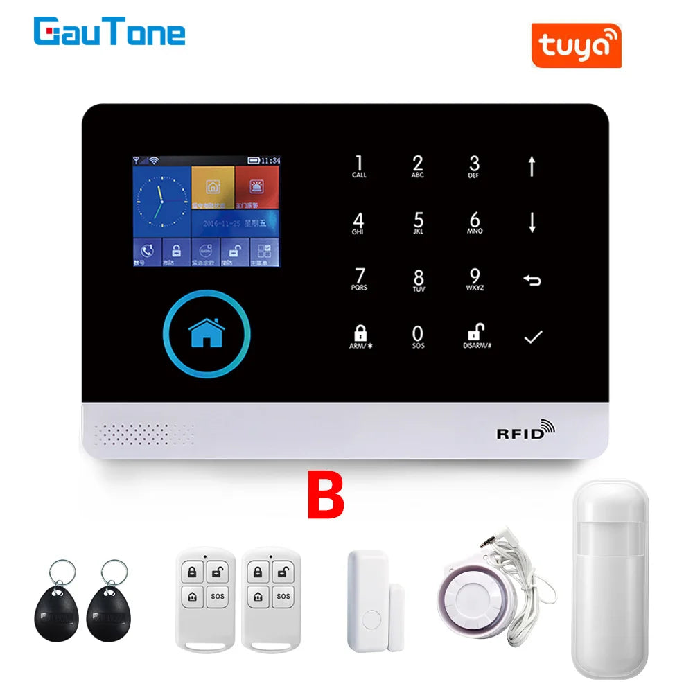 Smart Home WiFi GSM Alarm System for Home with Motion Sensor Wireless Siren Night Vision IP Camera Tuya Support Alexa