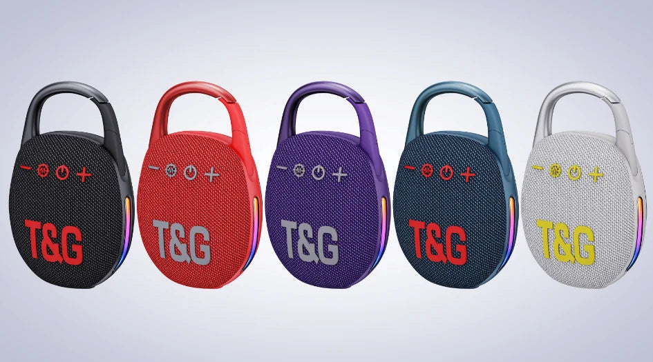 LED Flashing Light TG-447 Wireless Speaker 1200mah 5W Speaker Portable Mini Loudspeaker with Hook Blue Tooth TWS TF FM AUX USB
