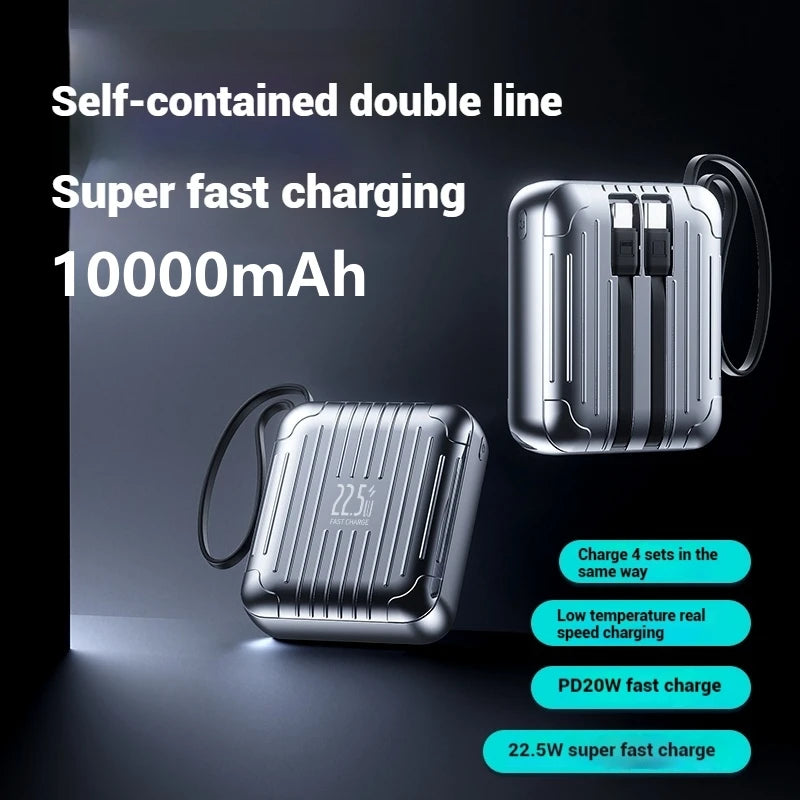 Newest Small Portable Mini 22.5W Fast Charging Power Banks Built-in Cables 20W TYPE-C 10000mah Power Bank for IPhone 16/15