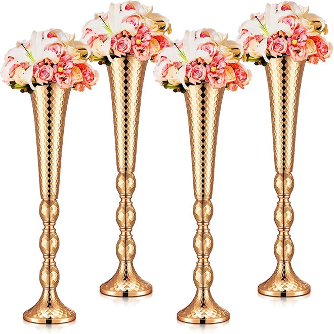 Factory Price Wedding Decorations Gold Iron Vase Pillar Indoor Greek Vases Artificial European Arrangement for Anniversary