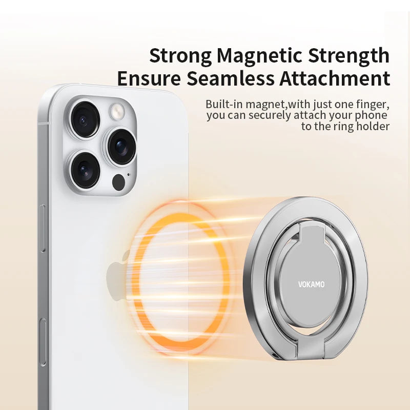 Dual-Sided Magnetic Ring Stand for iPhone 12/13/14/15/16/17 N52 Magnet Zinc Alloy Foldable Kickstand Holder for MagSafe Devices