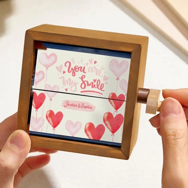 Personalized Photo Flipbook Animation Box,Custom Wooden Photo Book with Light,Custom Crank Photo Box Picture Box Wholesale