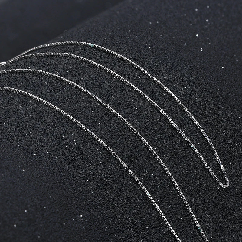 RINNTIN SC07 USA Local Stock Fine Jewelry 925 Sterling Silver Chain 0.6mm Rhodium Plated Box Chain for Necklace