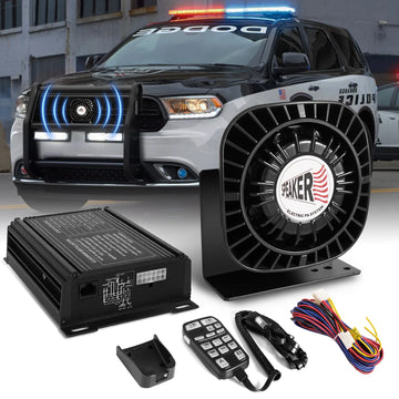200W Emergency Polices Siren Speaker Kit Multi-Tones Extra Slim PA System for 12V Vehicles Car Alarms Handheld Microphone