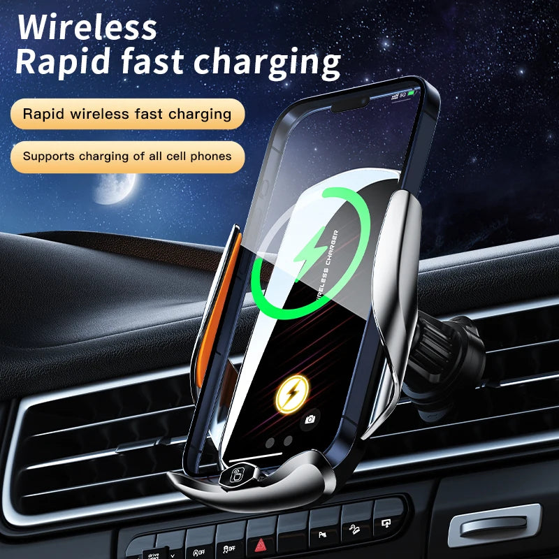 New Fashion 15w Smart Sensor Car Mount Abs Car Phone Holder Wireless Charging Cell Phone Holder With Magnetic Charging Head