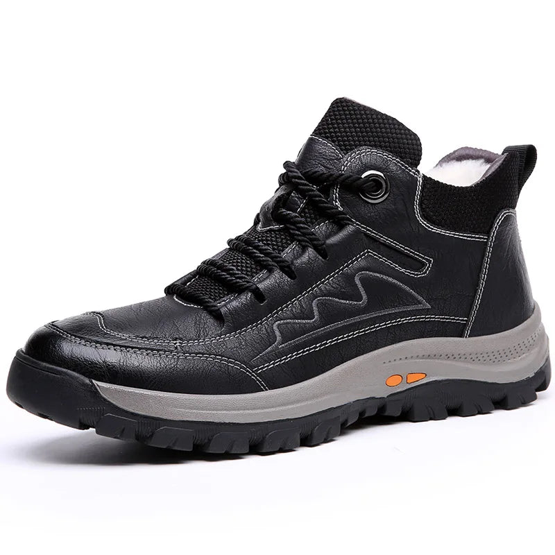 High Quality Men Genuine Leather Shoes Outdoor Casual Shoes Warm Waterproof Men's Trekking Sneakers Outdoor Men Hiking Shoes