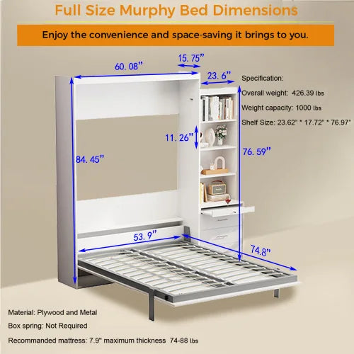 Modern Full Size US Stock MOQ ONE PC Multipurpose Space-Saving Vertical Murphy Bed Folding Hidden Wall Bed