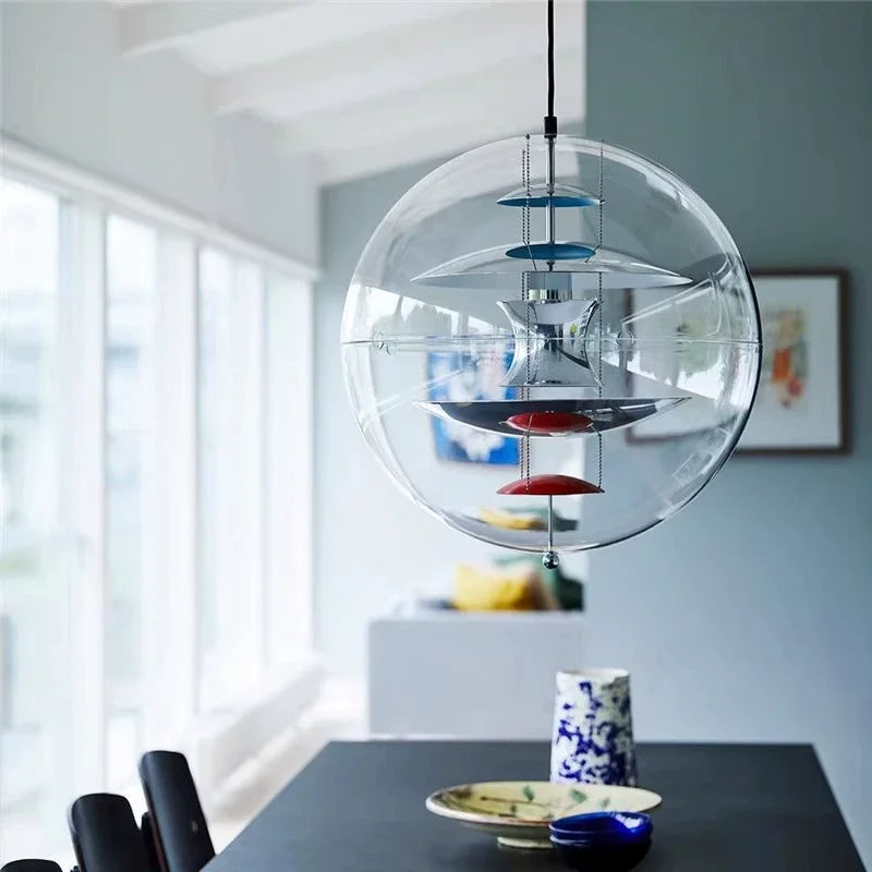 Danish Globe Spherical Planet Chandelier Designer Creative Stylish Art Decorative Planet Dining Table Lamp for Living AC Hanging