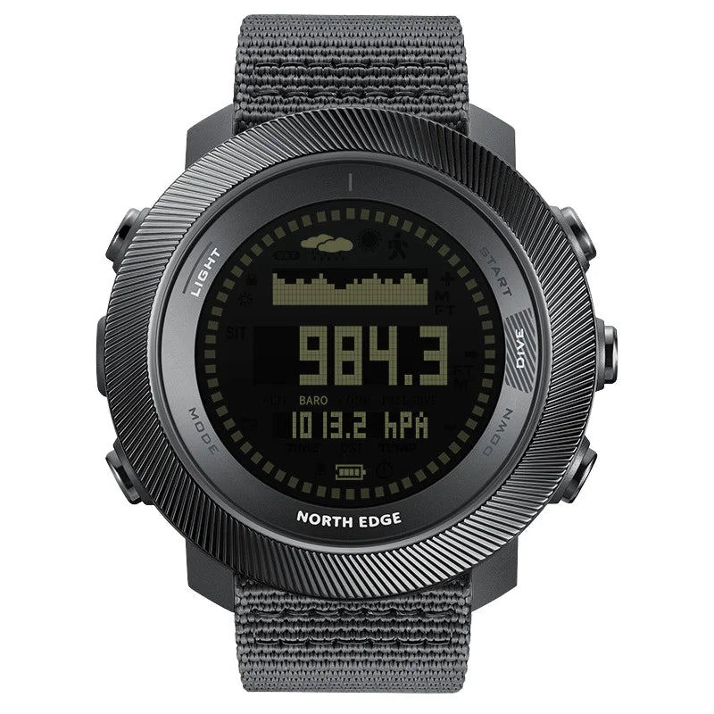 NORTH EDGE APACHE-D New Free Diving Outdoor Sports Watch for Men 10ATM Waterproof Nylon Altimeter Barometer Compass Alarm Clock