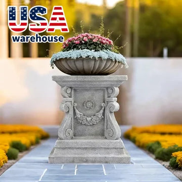 15 Inch Tall Large Garden Base, Garden Pedestal, Plant Stands, Garden Side Table for Indoor and Outdoor Use