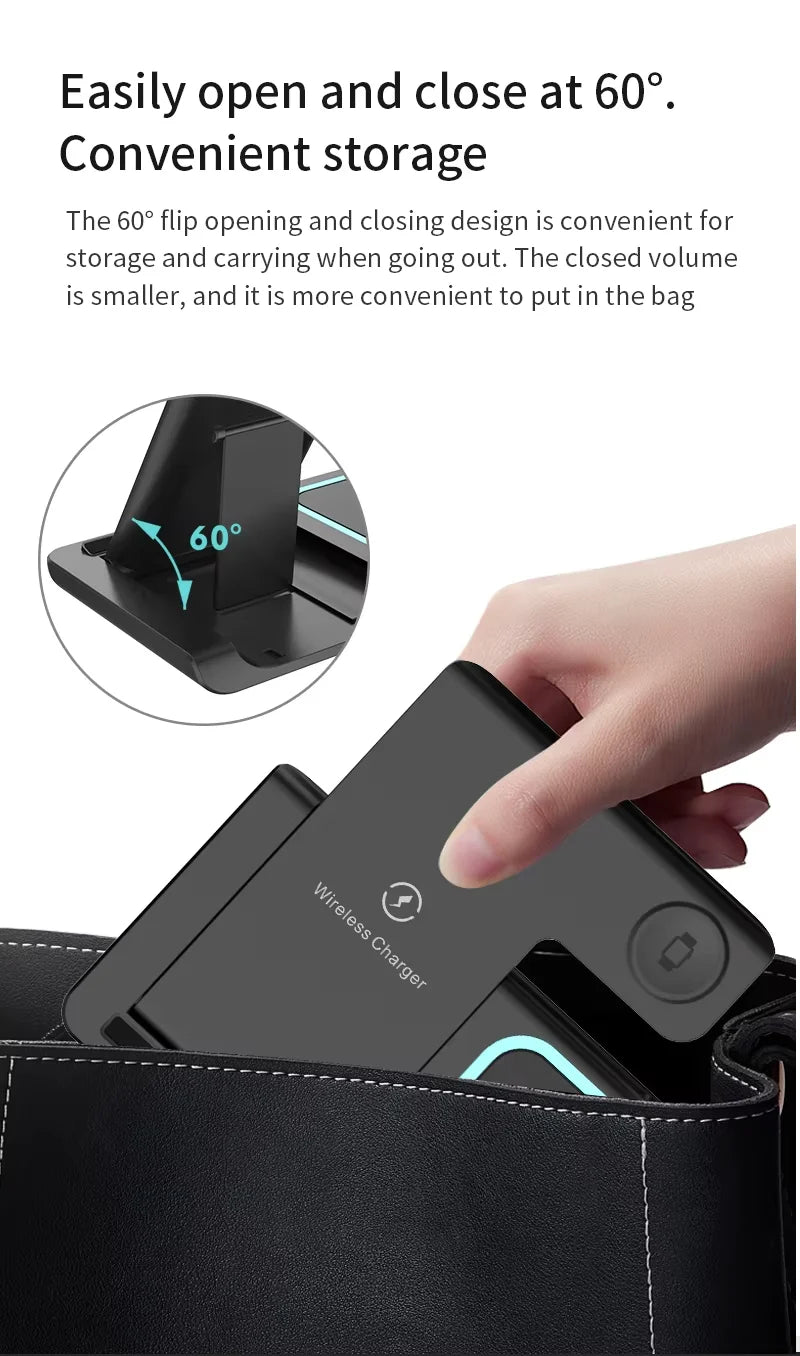 Hot Selling Universal 15W X455 3 in 1 Magnetic Wireless Charger Phone Stand Fast Wireless Station Magnetic Mobile Phone Holder
