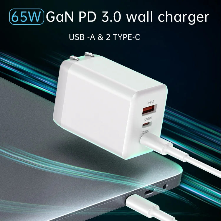 GaN Quick Travel Wall Charger Usb c 65Watt PPS Fast Charge PD 65w Gan Charger for Type-C Laptop iphone ipad Macbook UAV