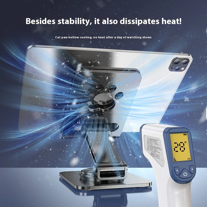 Portable Foldable Metal Phone Tablet Stand Rotatable Bottom Flexible Live Streaming Cooling Device Lazy Person's Desk Support