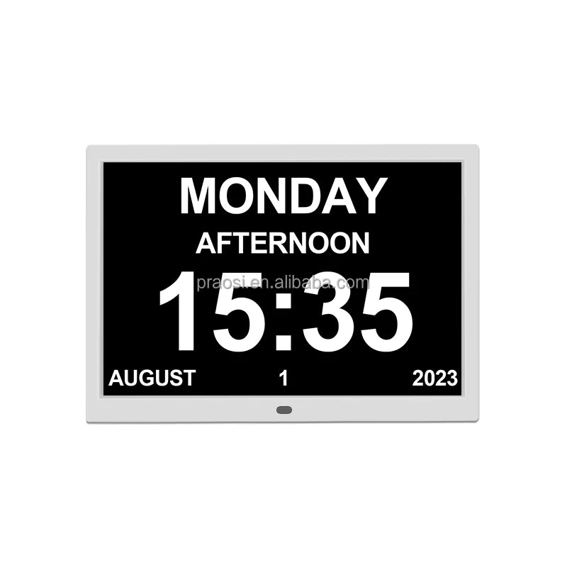Pros 15 Inch Digital Calendar Day Clock Large Display Analogue Seniors Dementia Clock Auto DST Medication Reminder Custom Alarms