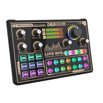 Podcast Equipment Condenser Microphone Studio Mic Sound Card Sound Card for Broadcast Recording Streaming Gaming