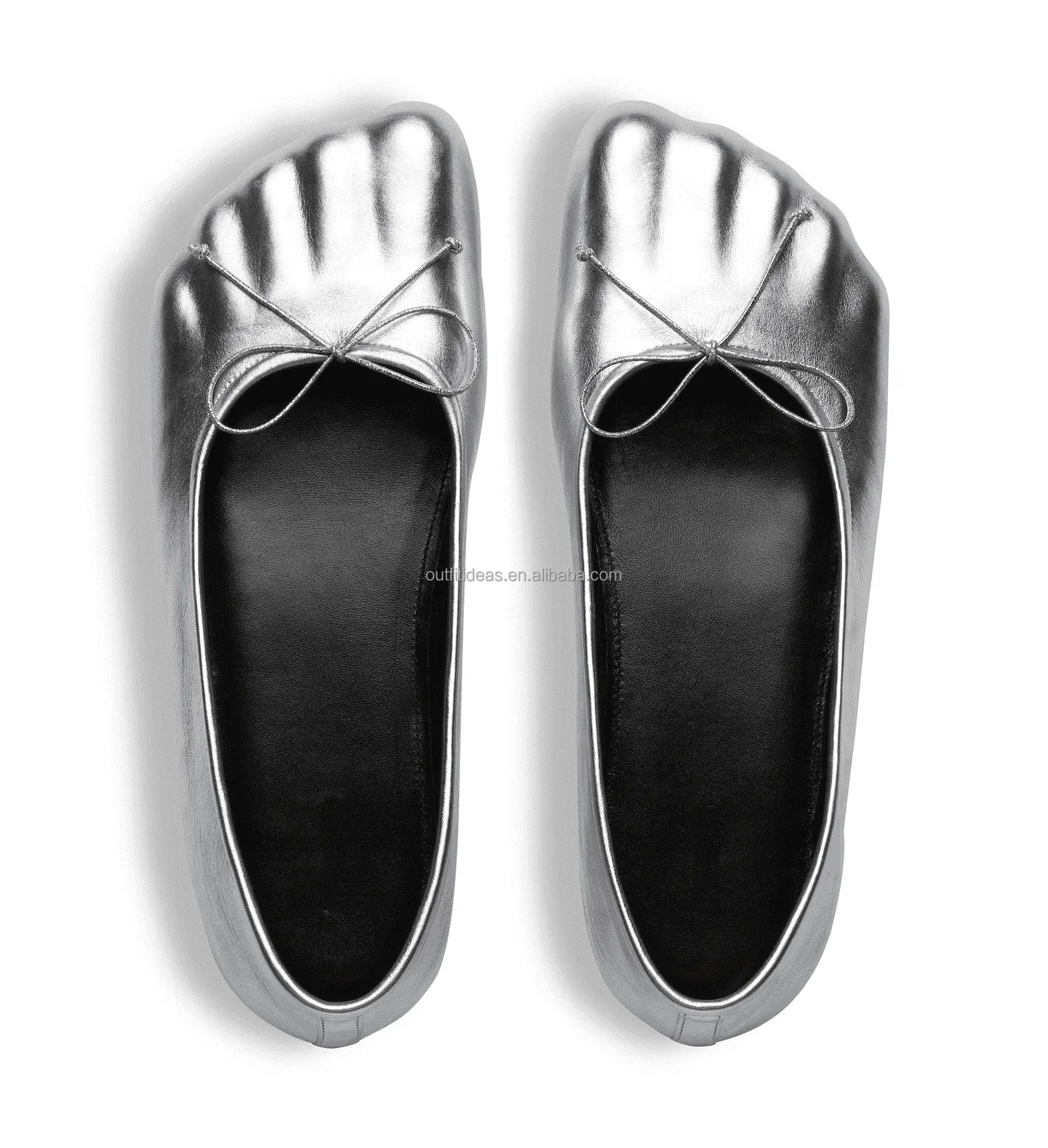 Five Finger Toe Original Ultra Modern Provocative Design Leather Fetish Ballerina Leather Flats Girls Bow Leather Ballet Flats