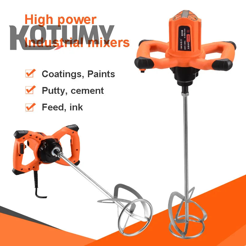Industrial Grade Mixer 2100W Handheld Paint Putty Powder Cement Plaster Mortar Coating Mixer 6 Gear Adjustable Speed 110/220V